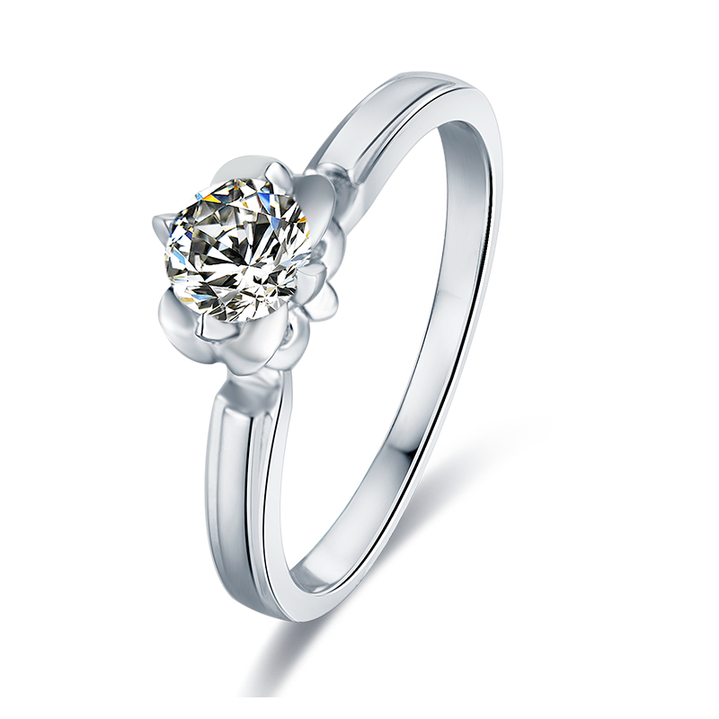 Straight arm Tang Yan's S925 silver plated platinum Moissanite diamond women's ring 50 points D-grade