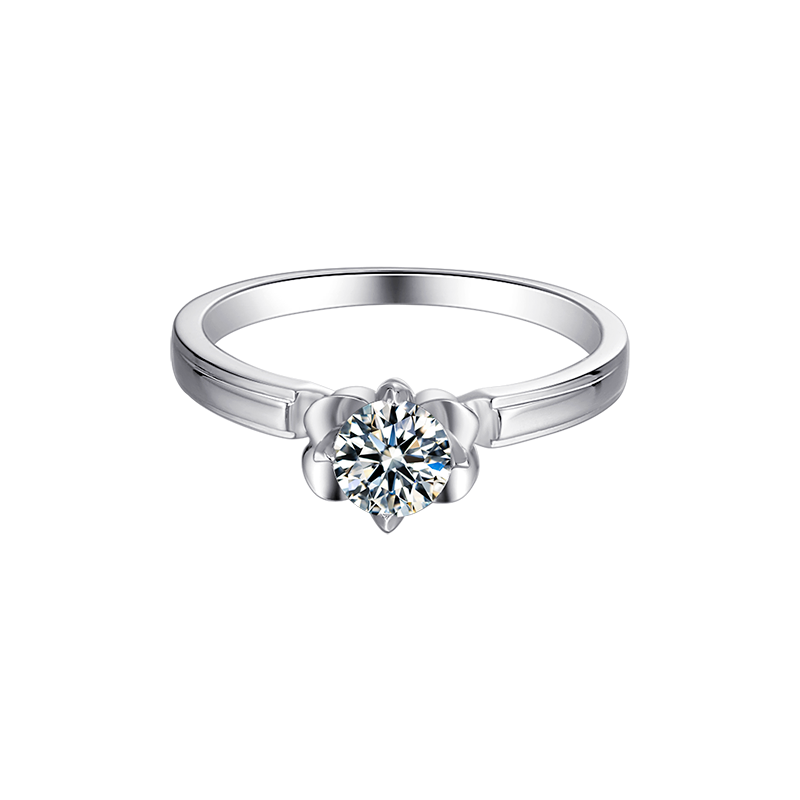 Straight arm Tang Yan's S925 silver plated platinum Moissanite diamond women's ring 50 points D-grade