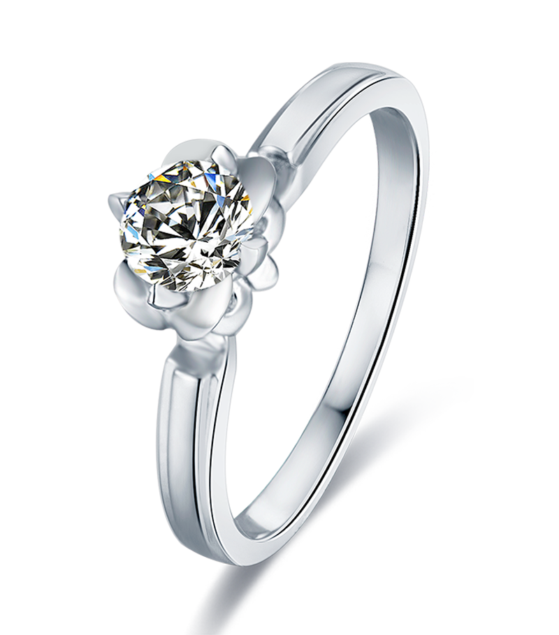 Straight arm Tang Yan's S925 silver plated platinum Moissanite women's ring 50 points D-grade