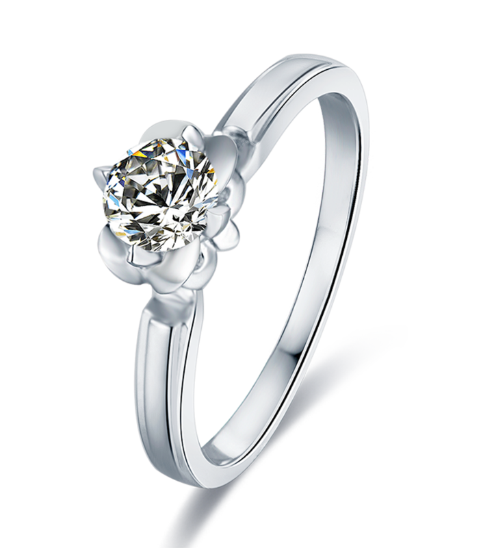 Straight arm Tang Yan's S925 silver plated platinum Moissanite diamond women's ring 50 points D-grade