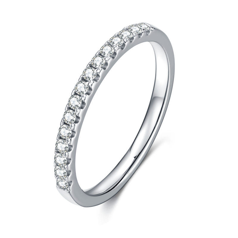 Straight line ring guard S925 silver plated platinum moissanite gemstone 33 points D-grade