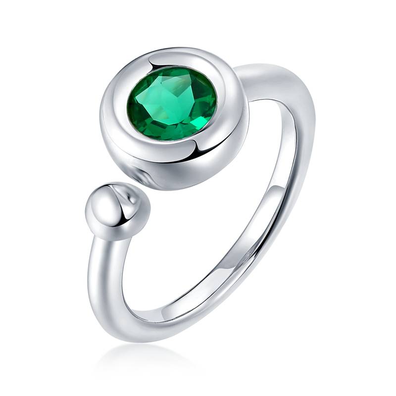 开口水泡S925银镀白金Women's Ring1ctD级