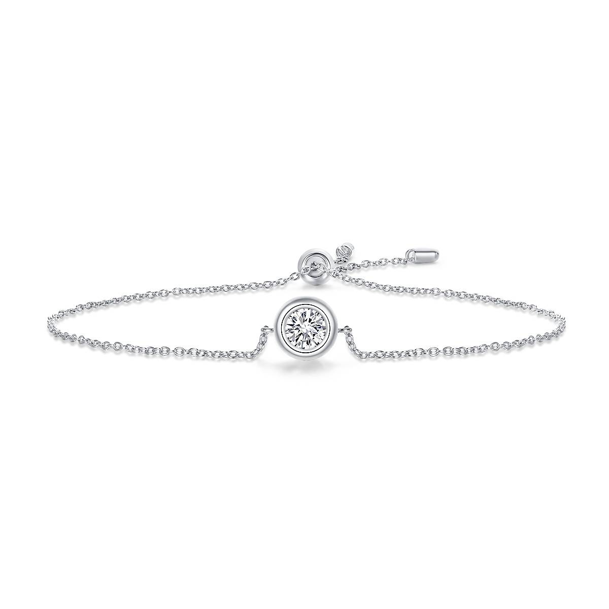 Bubble Series S925 Silver Plated Platinum Moissanite Pendant Earnail Bracelet Set