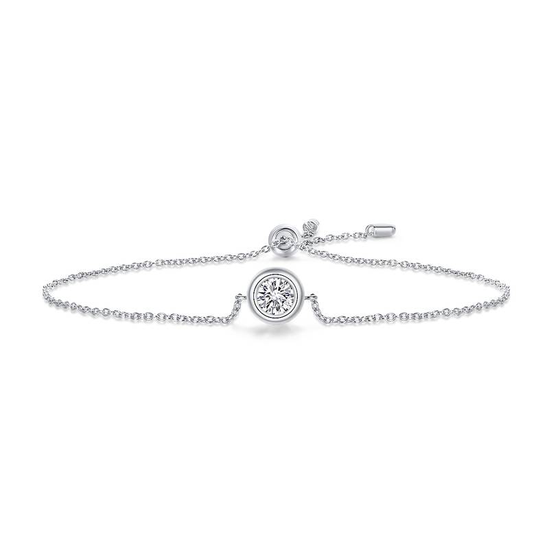 水泡系列S925银镀白金MoissanitePendantStud EarringBracelet套装