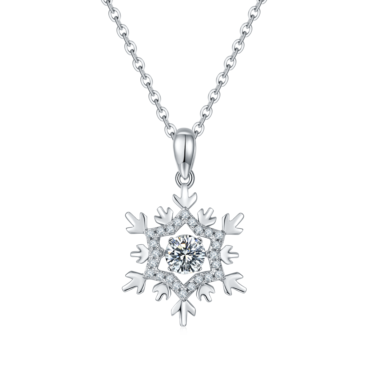 Dynamic Ice Queen S925 Silver Plated Platinum Moissanite Necklace 50 Points D-Class