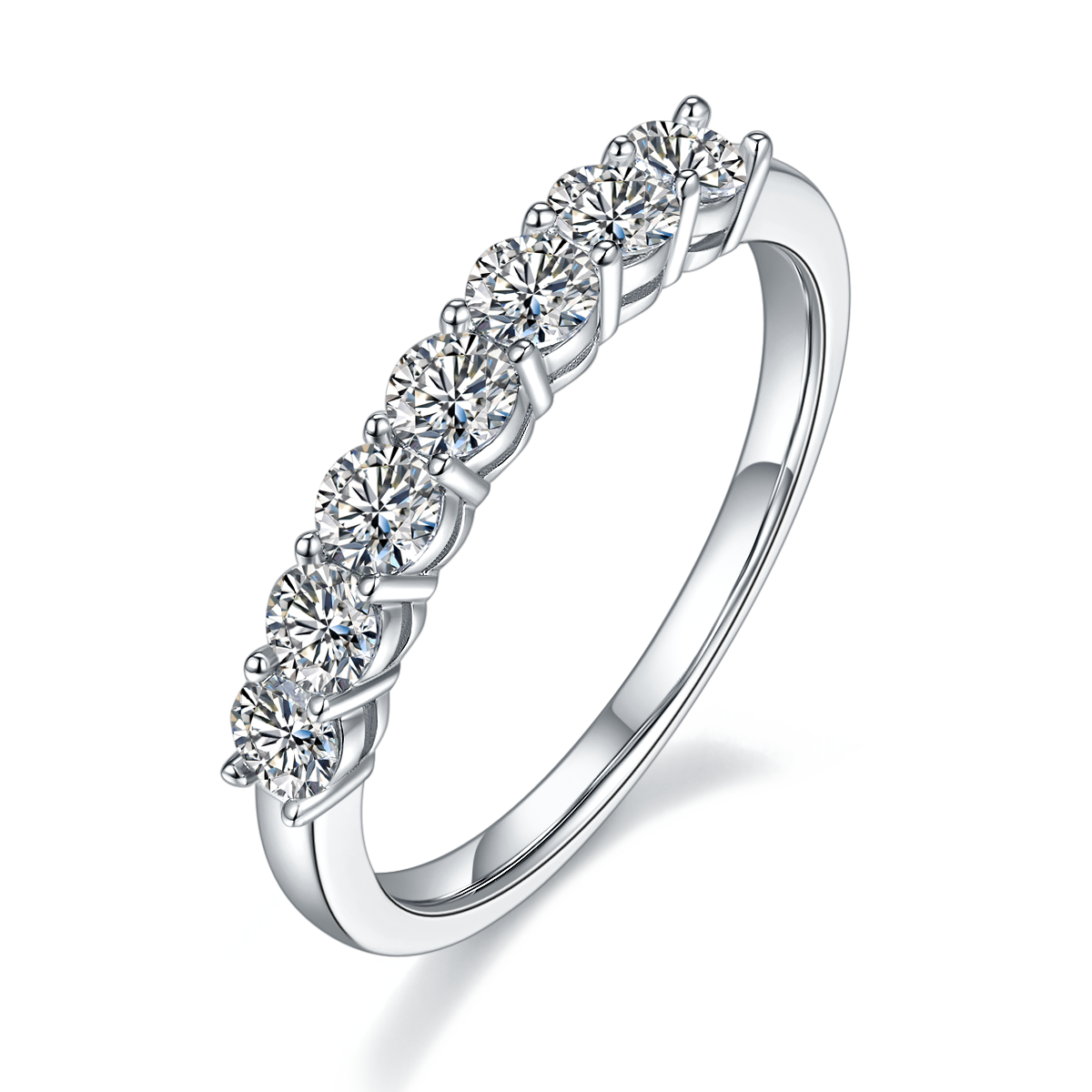 Seven star ring S925 silver plated platinum Moissanite 70 points D-grade