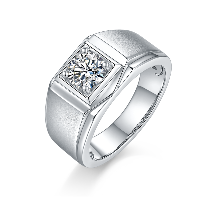 志祥款S925银镀白金MoissaniteMen's Ring1ctD级