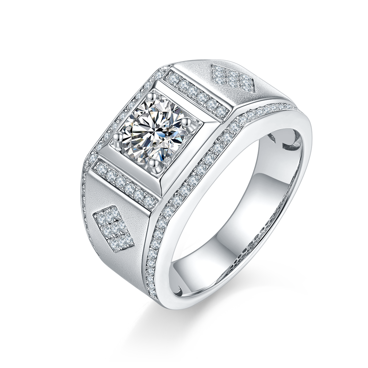 Autumn S925 Silver Plated Platinum Moissanite Diamond Men's Ring 1 Carat D-Class