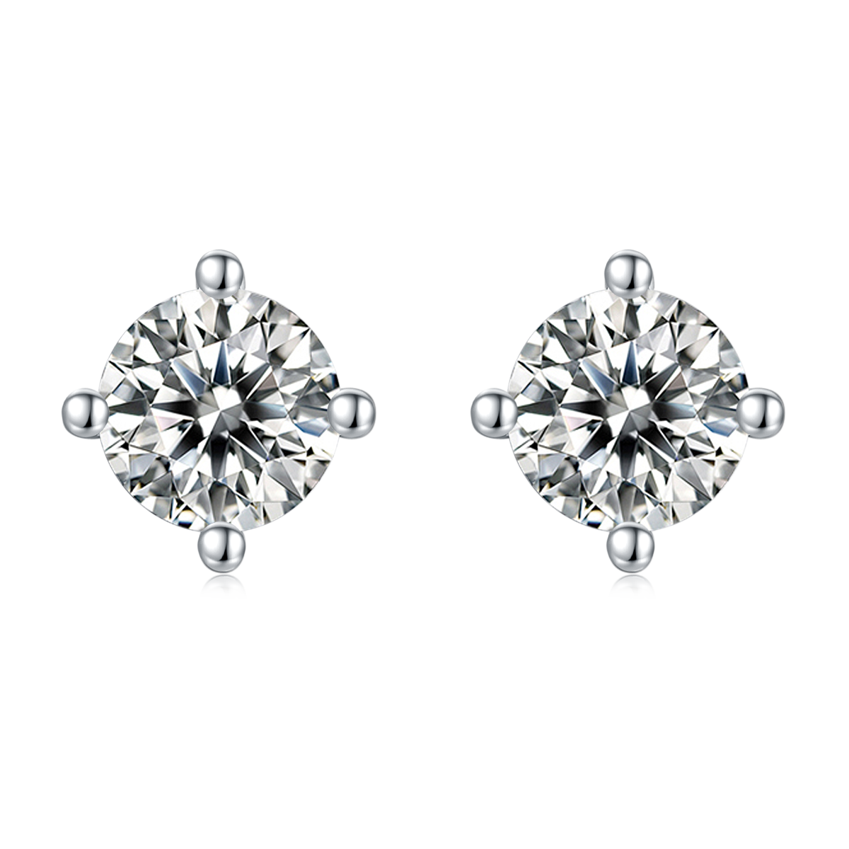 Classic Four Claw S925 Silver Plated Platinum Moissanite Diamond Pendant Earnail Set