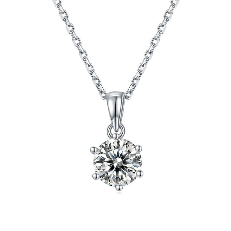 Classic六爪S925银镀白金MoissanitePendantStud Earring套装