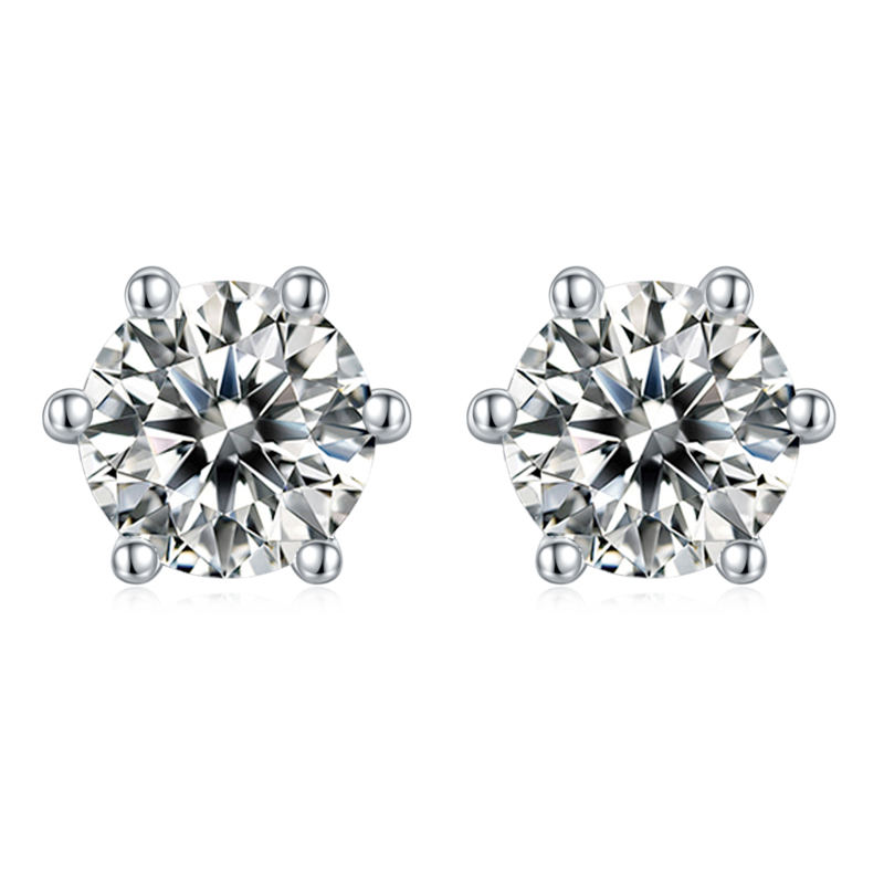 Classic六爪S925银镀白金MoissanitePendantStud Earring套装