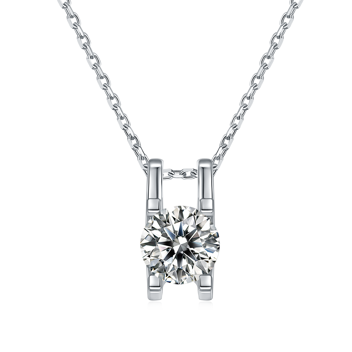 Classic Bullhead S925 Silver Plated Platinum Moissanite Diamond Pendant Earnail Set