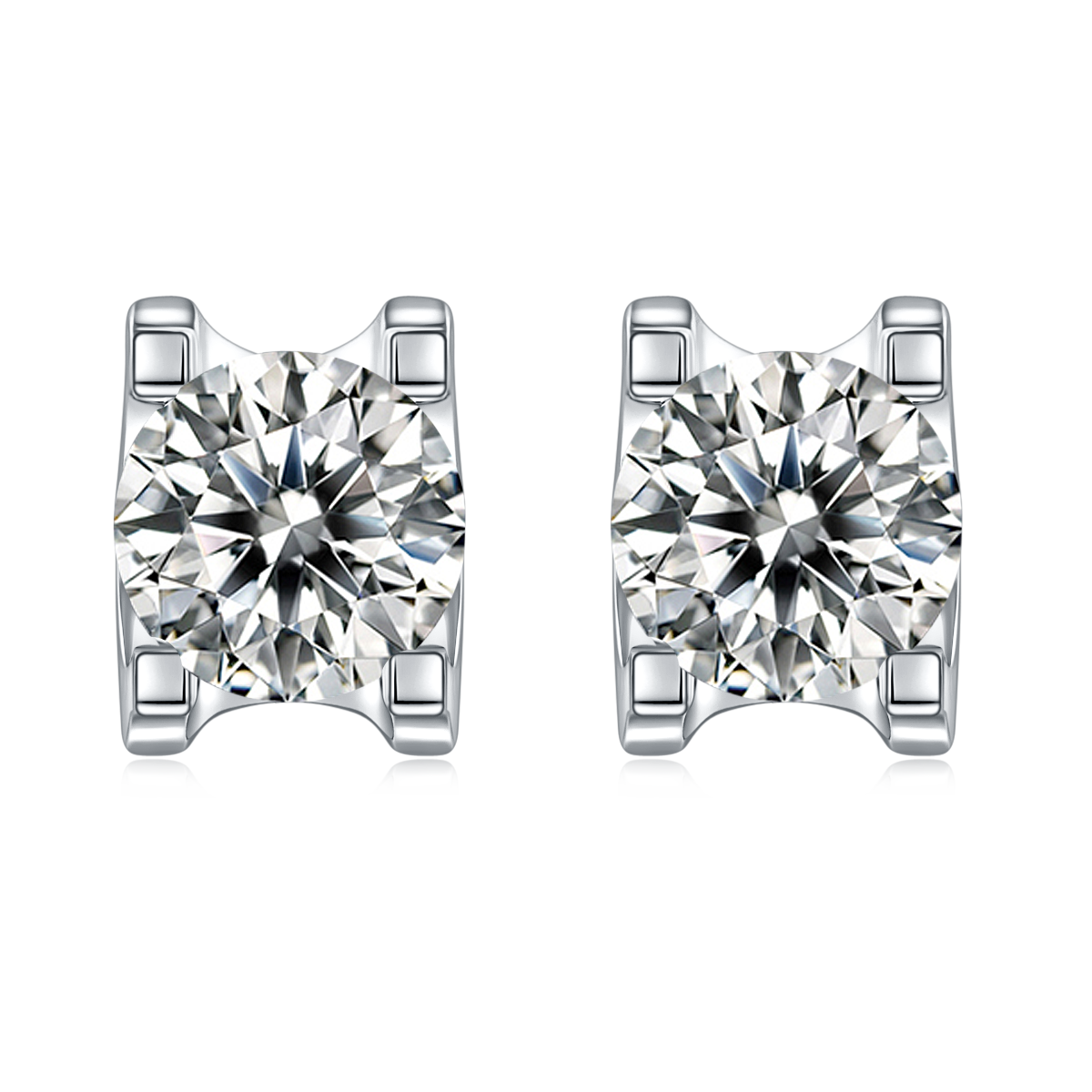 Classic Bullhead S925 Silver Plated Platinum Moissanite Diamond Pendant Earnail Set