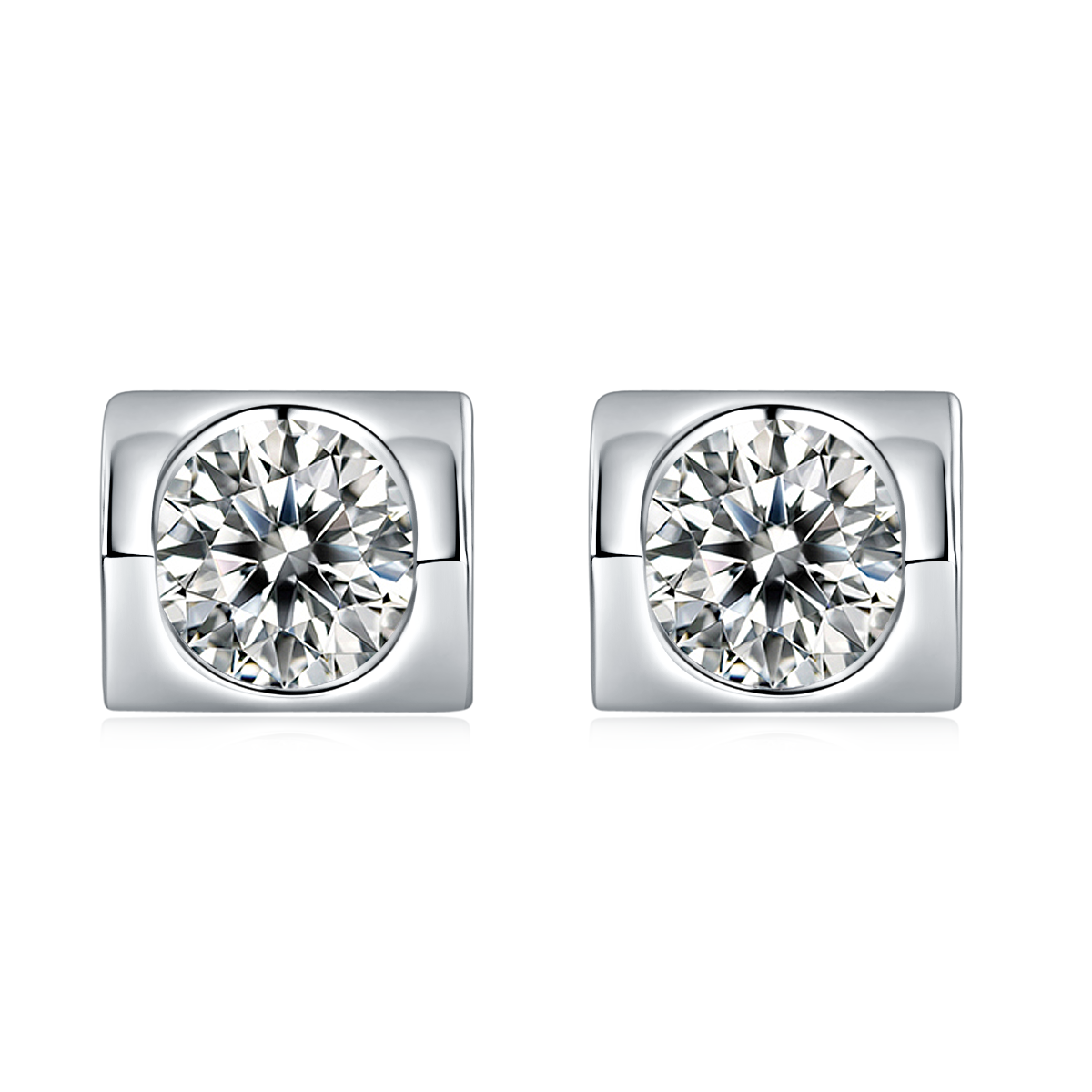 Angel Kiss S925 Silver Plated Platinum Moissanite Diamond Pendant Earnail Set