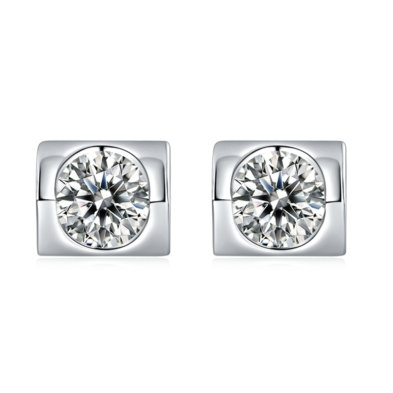 天使之吻S925银镀白金MoissanitePendantStud Earring套装
