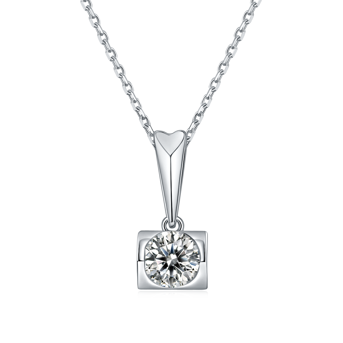 Angel Kiss S925 Silver Plated Platinum Moissanite Diamond Pendant Earnail Set