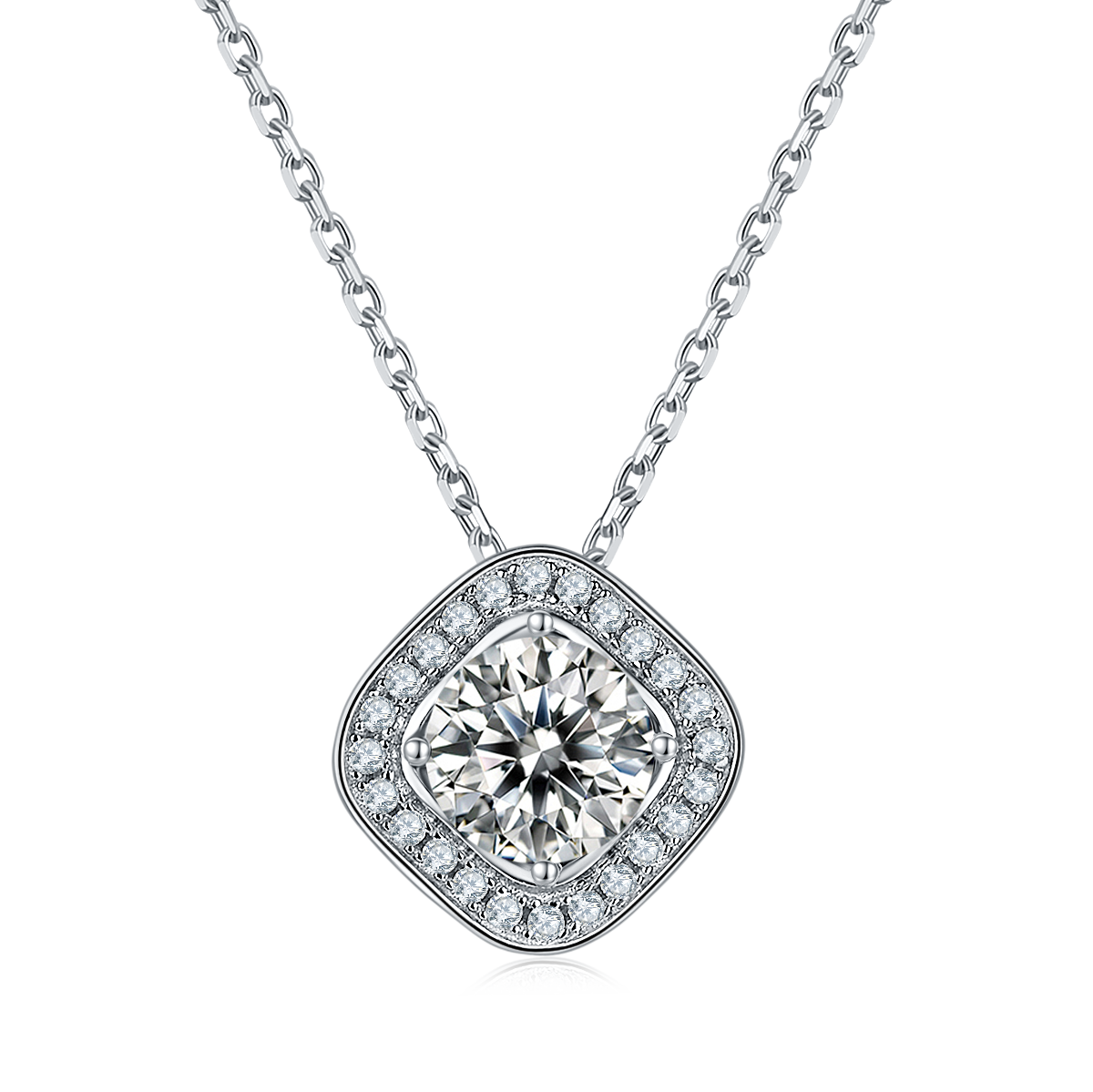 Deluxe square bag S925 silver plated platinum Moissanite diamond pendant earring set