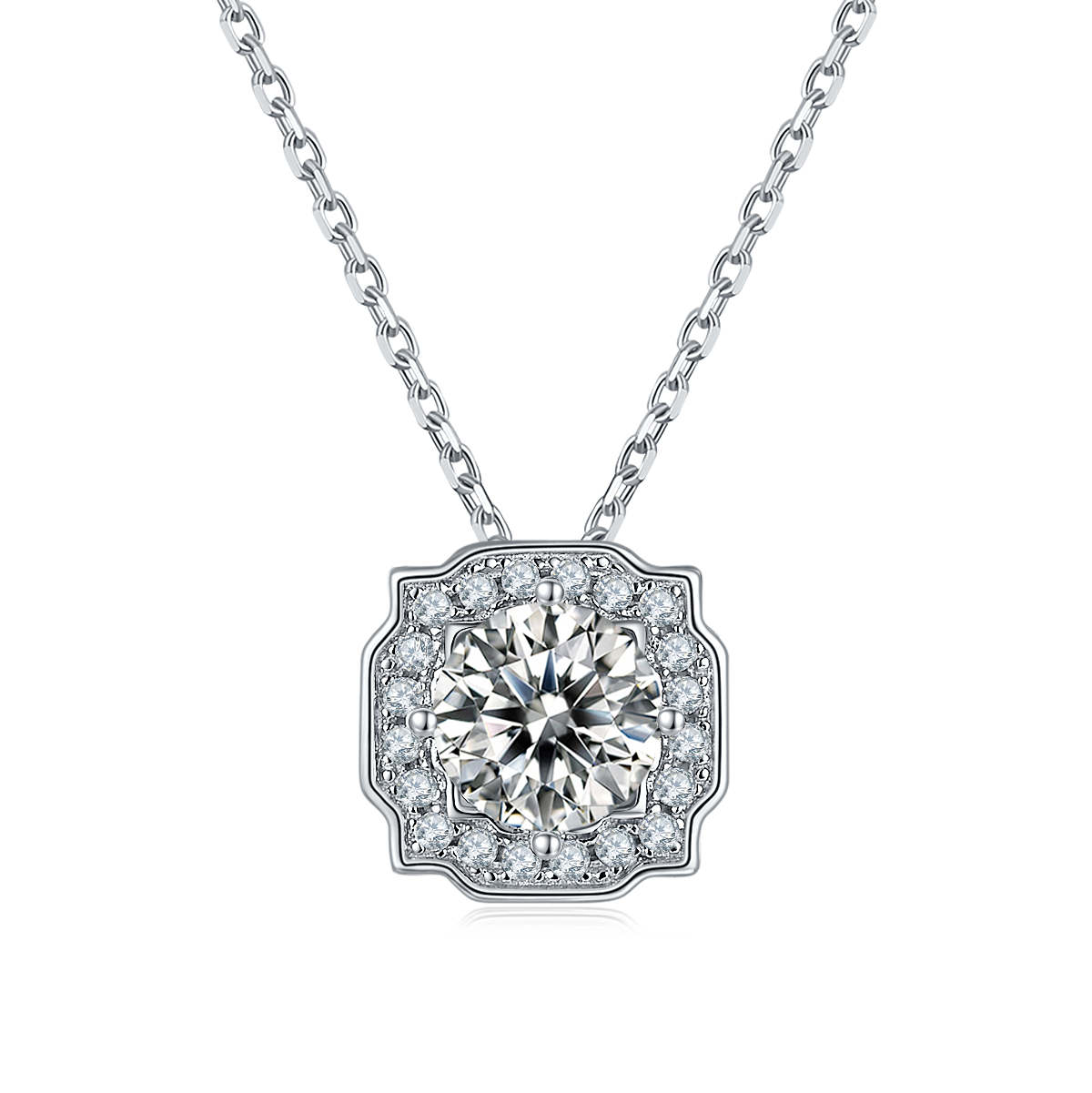 Classic Hairy S925 Silver Plated Platinum Moissanite Diamond Pendant Earnail Set