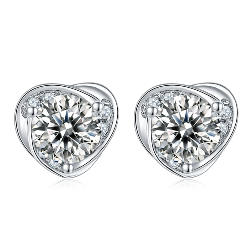 心花怒放S925银镀白金MoissanitePendantStud Earring套装