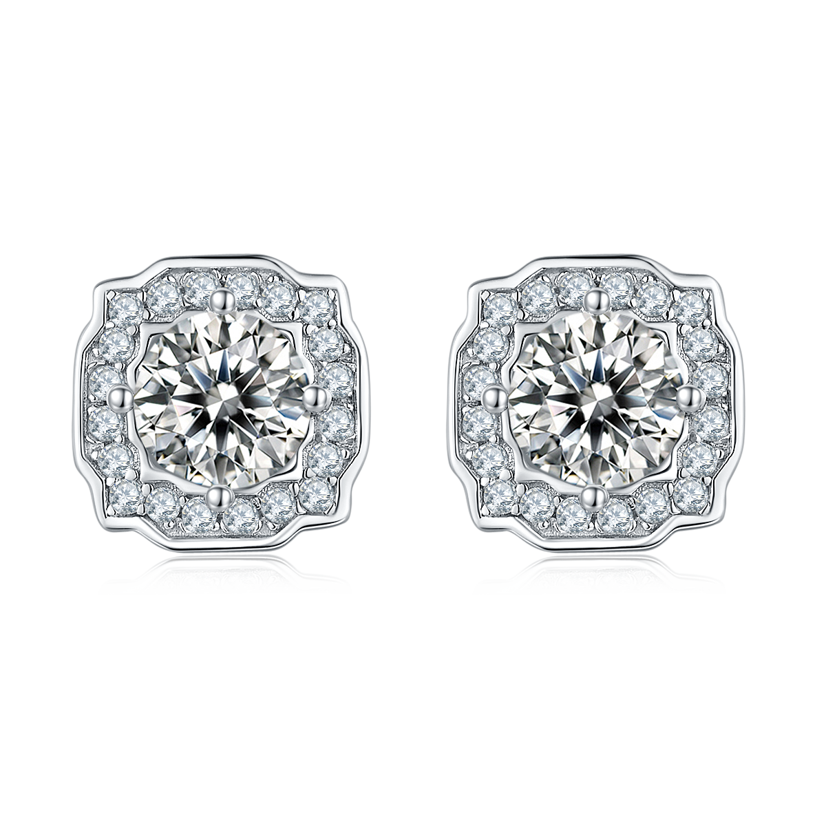 Fashionable Hairui S925 Silver Plated Platinum Moissanite Diamond Pendant Earnail Set