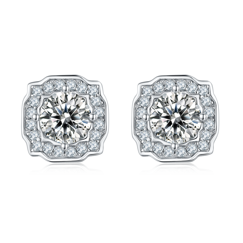 Fashion海瑞S925银镀白金MoissanitePendantStud Earring套装