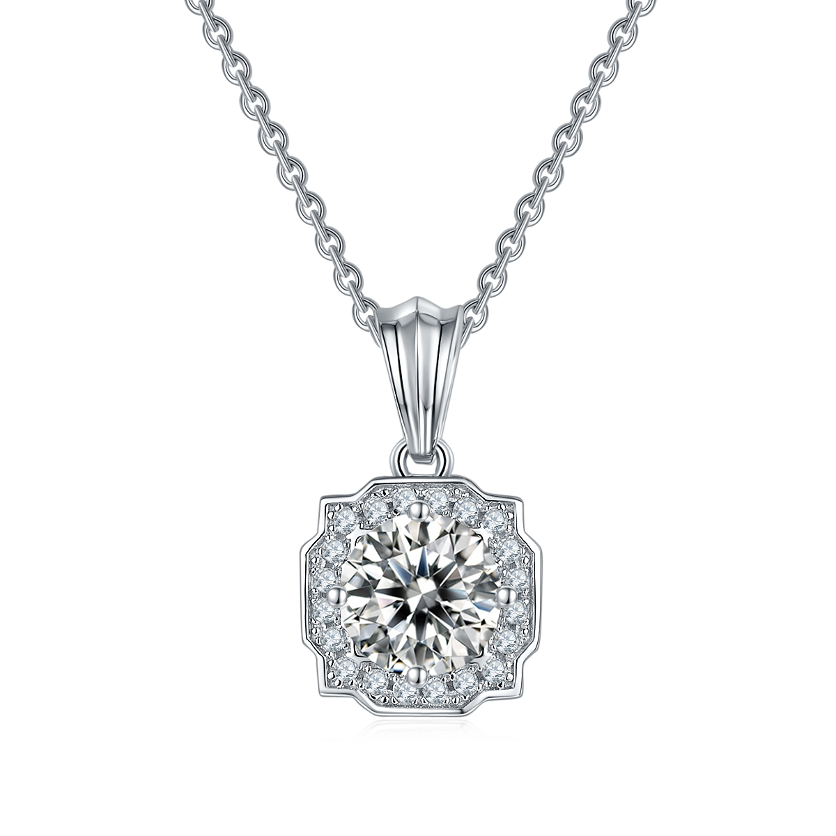 Fashionable Hairui S925 Silver Plated Platinum Moissanite Diamond Pendant Earnail Set