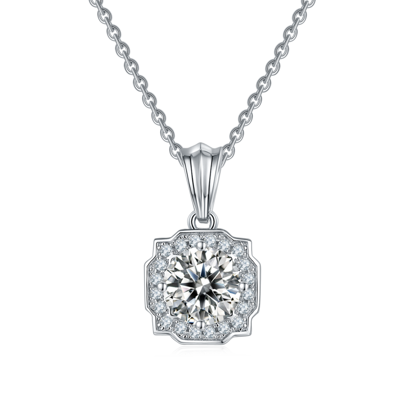Fashion海瑞S925银镀白金MoissanitePendantStud Earring套装