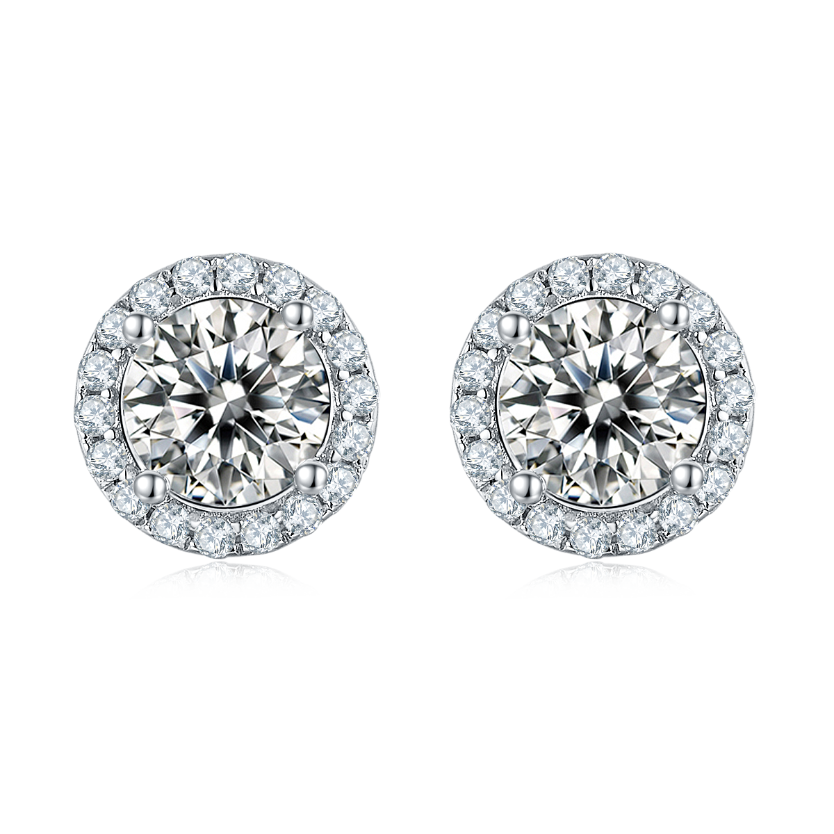 Classic round bag S925 silver plated platinum Moissanite diamond pendant earring set