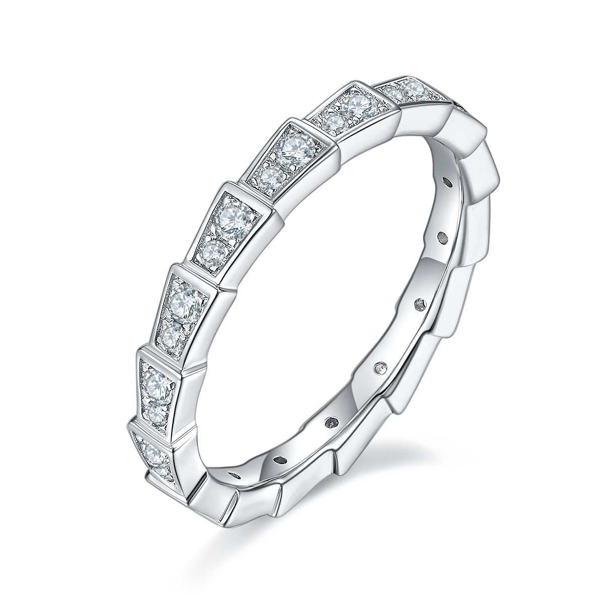 Mechanical snake S925 silver plated platinum Moissanite 50 points D-grade