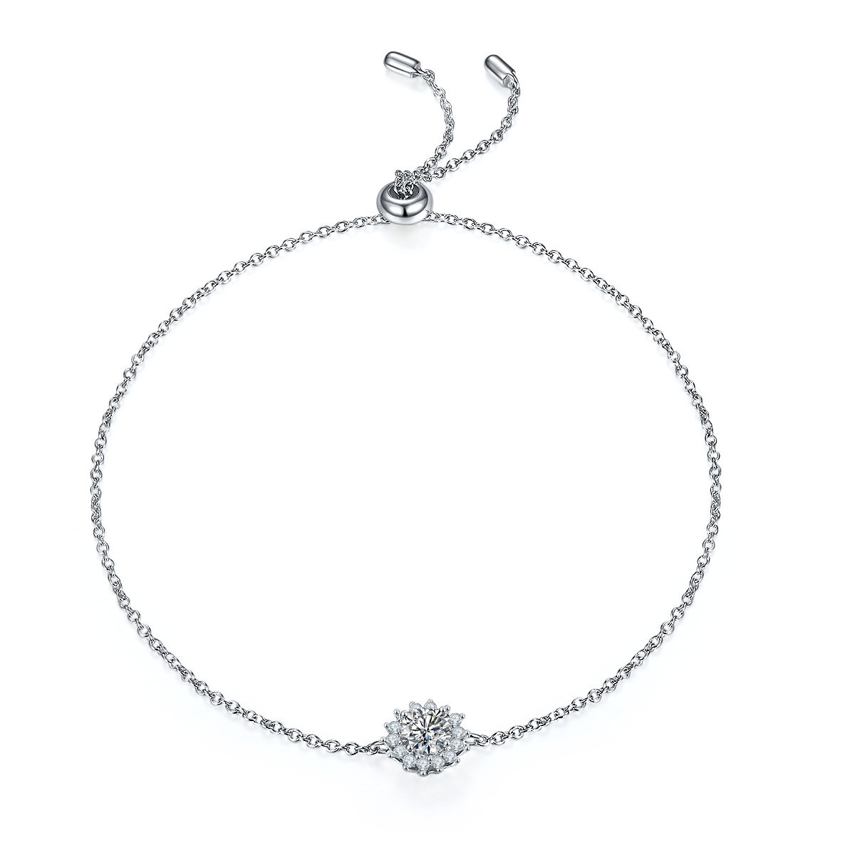 Sunflower S925 Silver Plated Platinum Moissanite Diamond Pendant Earnail Set