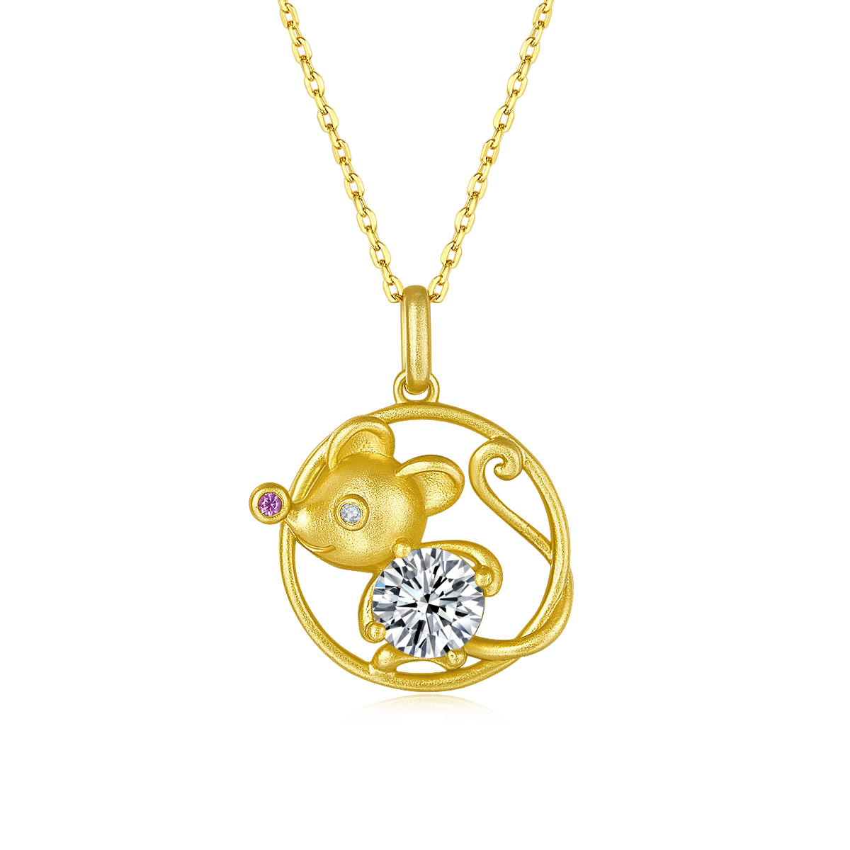 Mouse Moissanite Necklace from the Chinese Zodiac Series 1.0 Carat