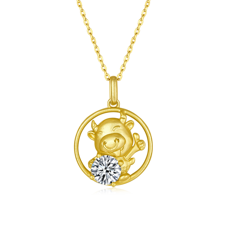 Ox Moissanite Diamond Necklace 1.0 Carat from the Chinese Zodiac Series