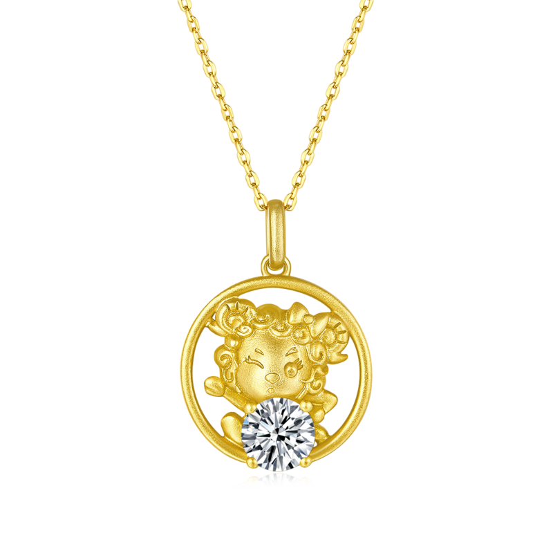 Sheep Moissanite Diamond Necklace 1.0 Carat from the Zodiac Series