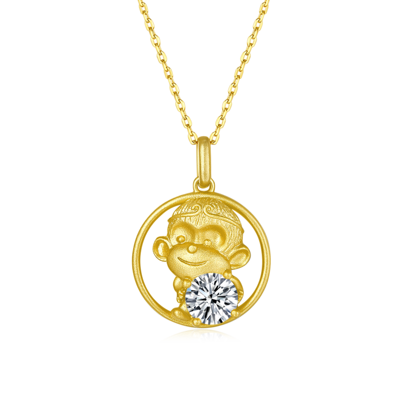 Monkey Moissanite Diamond Necklace 1.0 Carat from the Chinese Zodiac Series