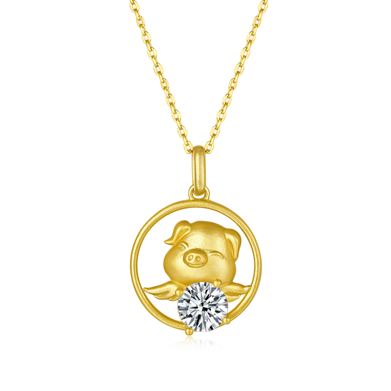 Pig Moissanite Diamond Necklace 1.0 Carat from the Zodiac Series