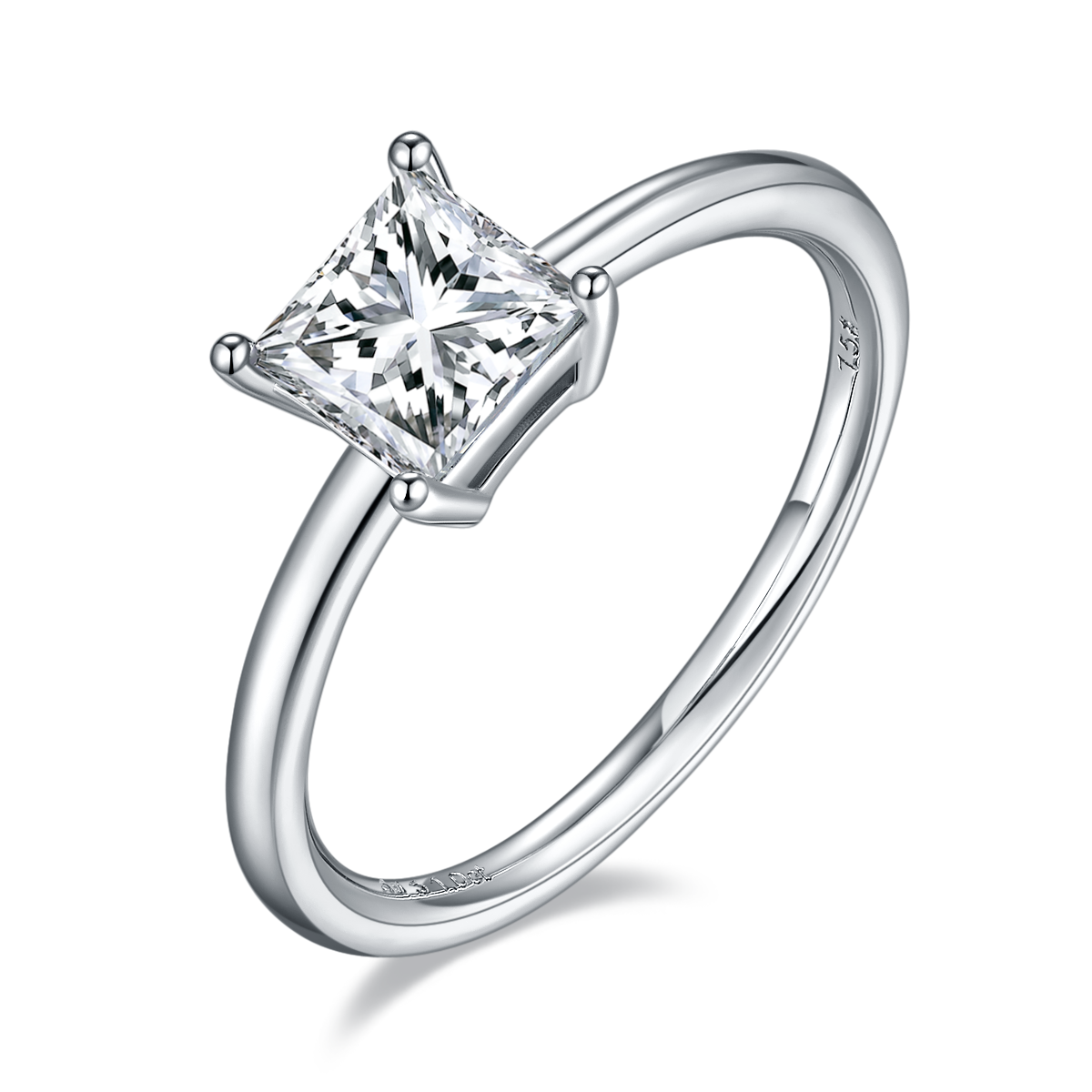 Classic Square S925 Silver Plated Platinum Moissanite Diamond Women's Ring 1.0 Carat D-Class