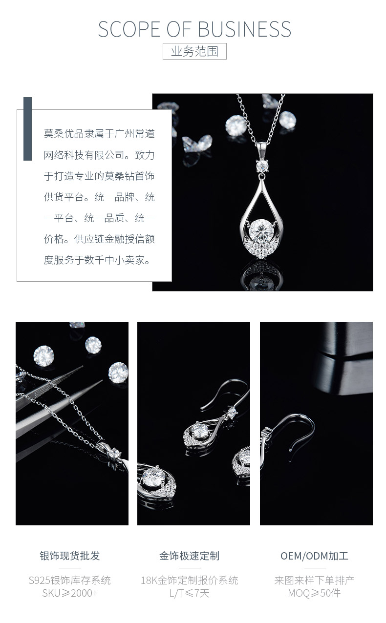 JS02S款泪珠S925银镀白金莫桑钻红蓝绿宝项链耳环套装1.0ct - 3