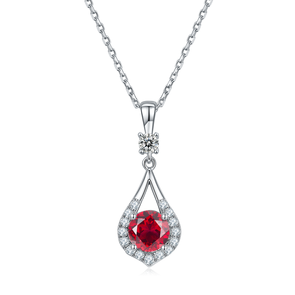 JS03O款暧昧S925银镀白金Moissanite红蓝绿宝Necklace耳环套装1.0ct