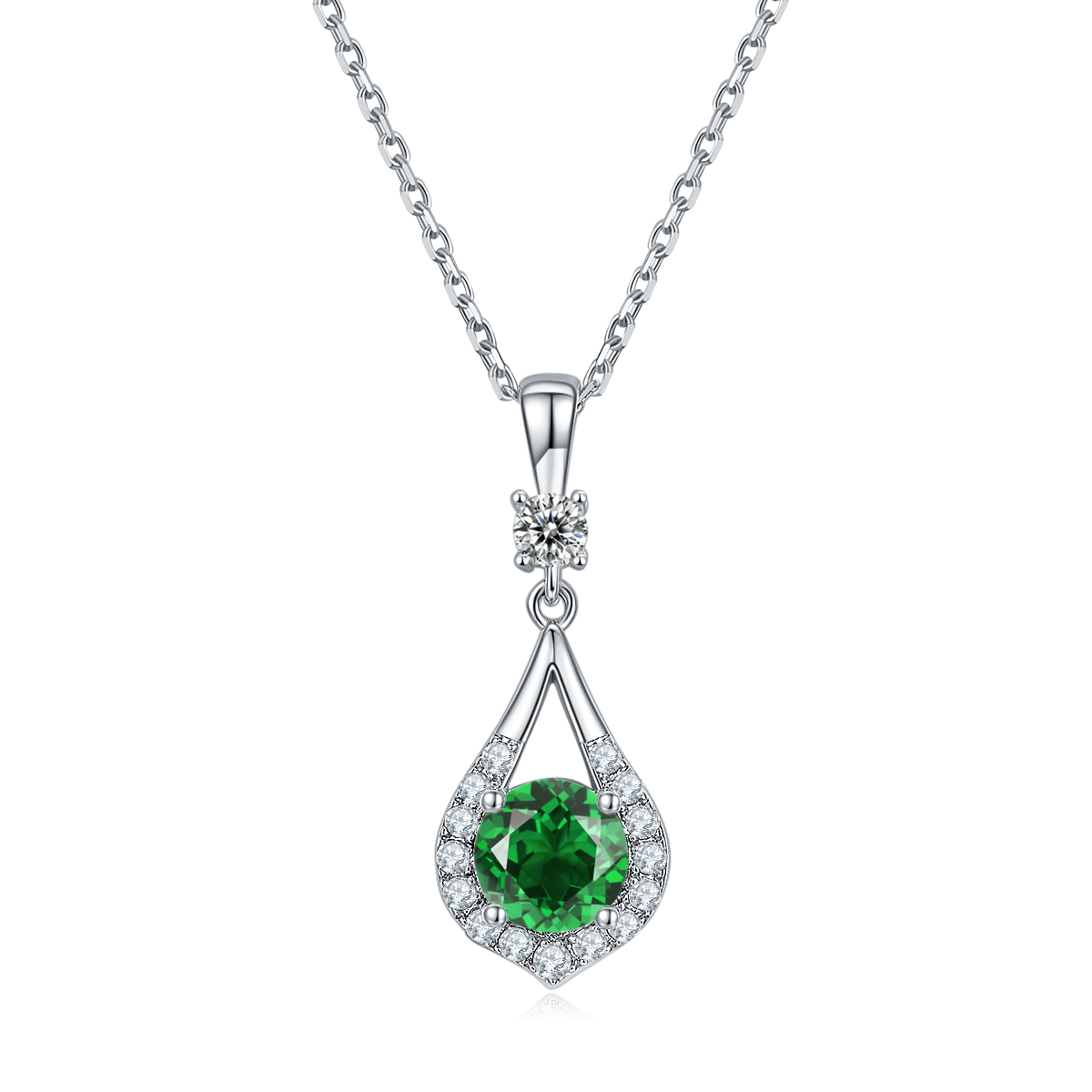 JS03O款暧昧S925银镀白金Moissanite红蓝绿宝Necklace耳环套装1.0ct