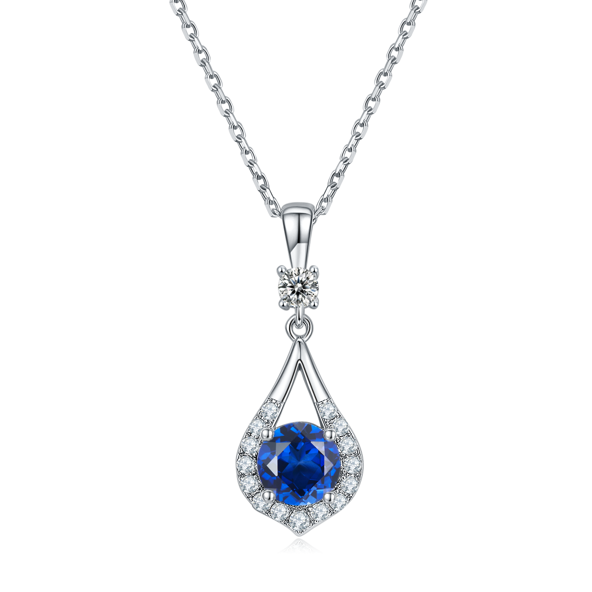 JS03O款暧昧S925银镀白金Moissanite红蓝绿宝Necklace耳环套装1.0ct