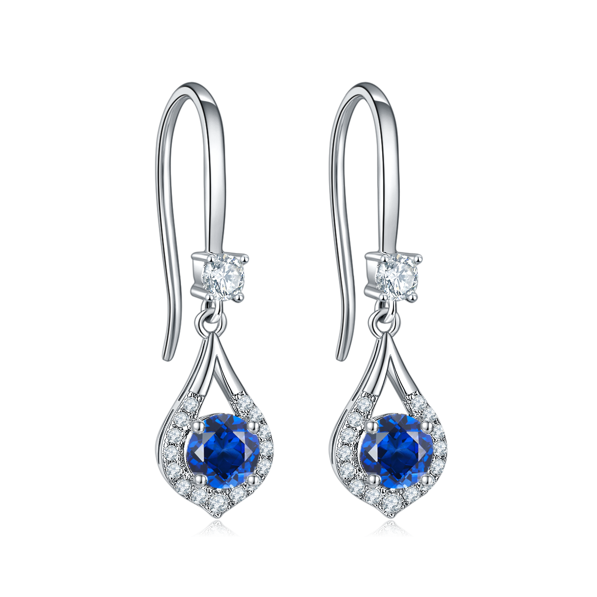 JS03O款暧昧S925银镀白金Moissanite红蓝绿宝Necklace耳环套装1.0ct