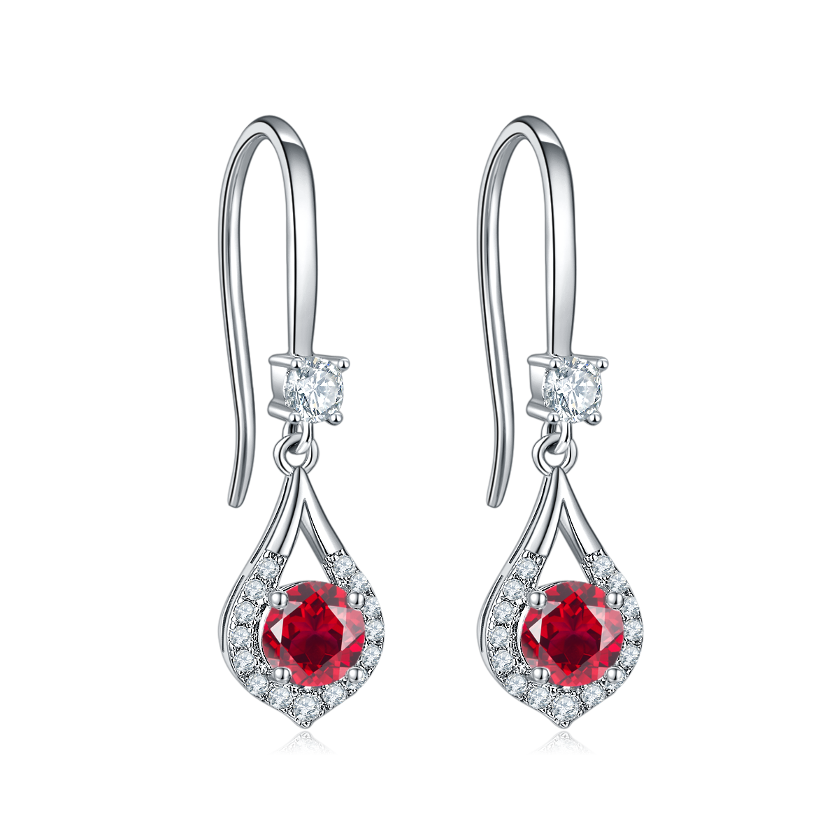 JS03O款暧昧S925银镀白金Moissanite红蓝绿宝Necklace耳环套装1.0ct