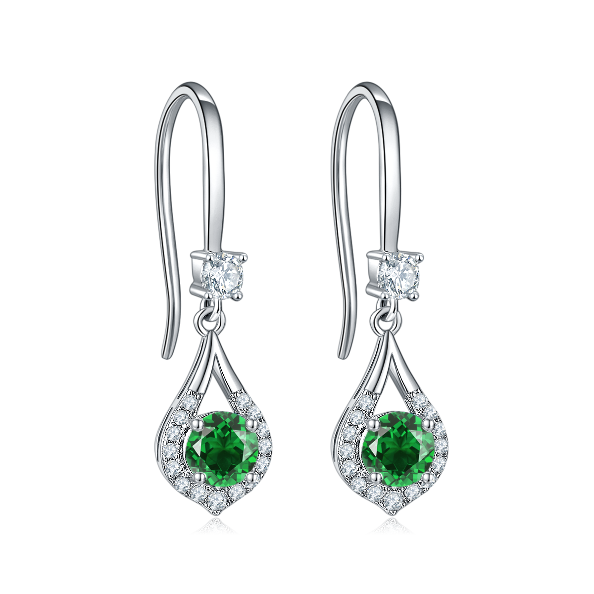 JS03O款暧昧S925银镀白金Moissanite红蓝绿宝Necklace耳环套装1.0ct