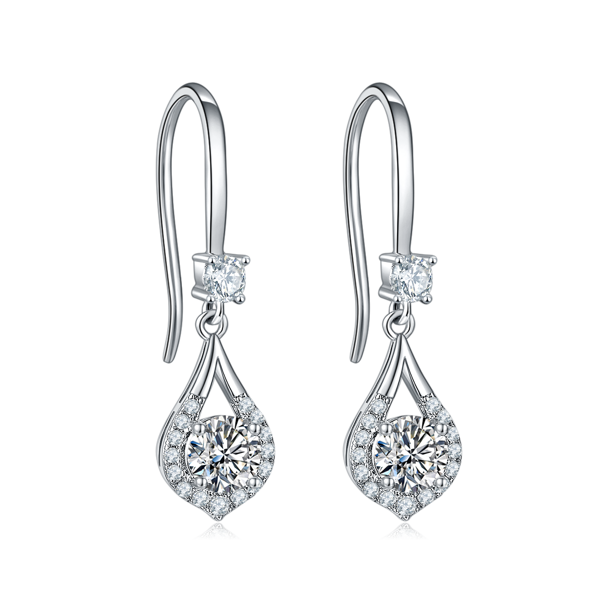 JS03O款暧昧S925银镀白金Moissanite红蓝绿宝Necklace耳环套装1.0ct