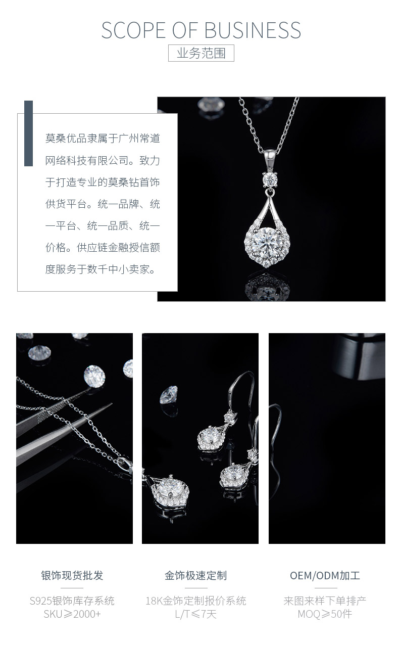 JS03O款暧昧S925银镀白金莫桑钻红蓝绿宝项链耳环套装1.0ct - 3