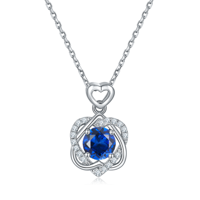 JS050款痴心S925银镀白金Moissanite红蓝绿宝Necklace1.0ct