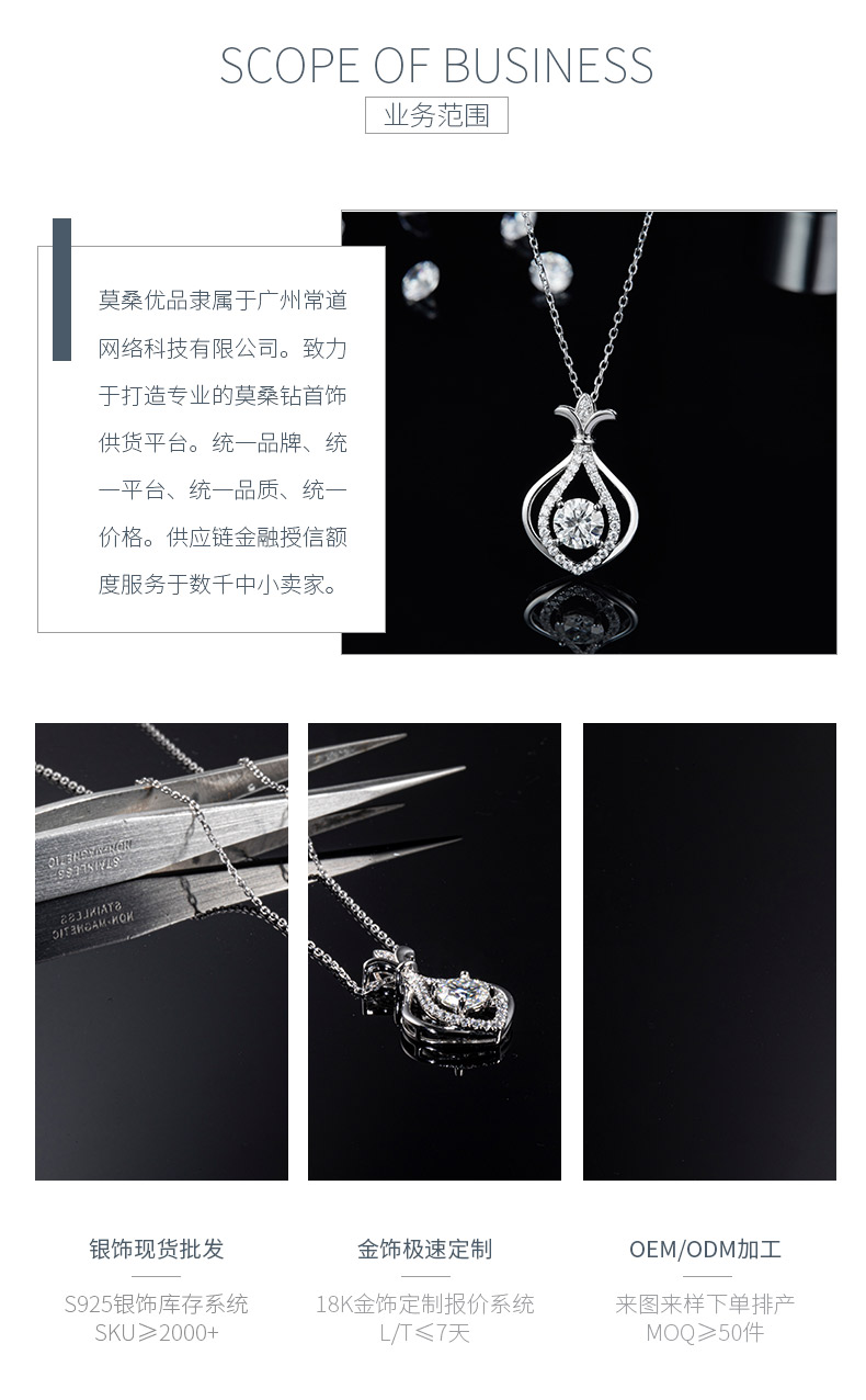 JS060款小葫芦S925银镀白金莫桑钻红蓝绿宝项链1.0ct - 3