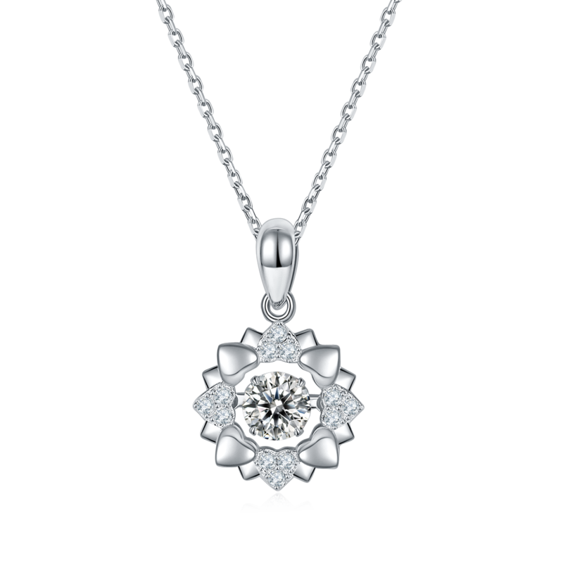 Agile Joyful S925 Silver Plated Platinum Moissanite Diamond Necklace 50 Points D-Class