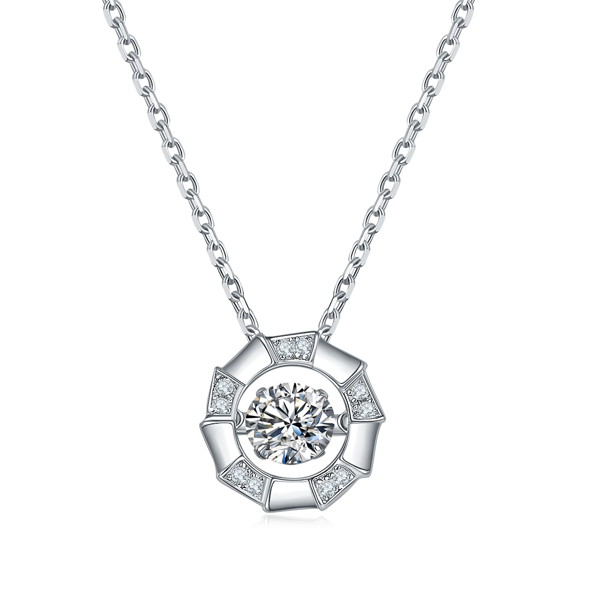 Dynamic Medusa S925 Silver Plated Platinum Moissanite Necklace 50 Points D-Class
