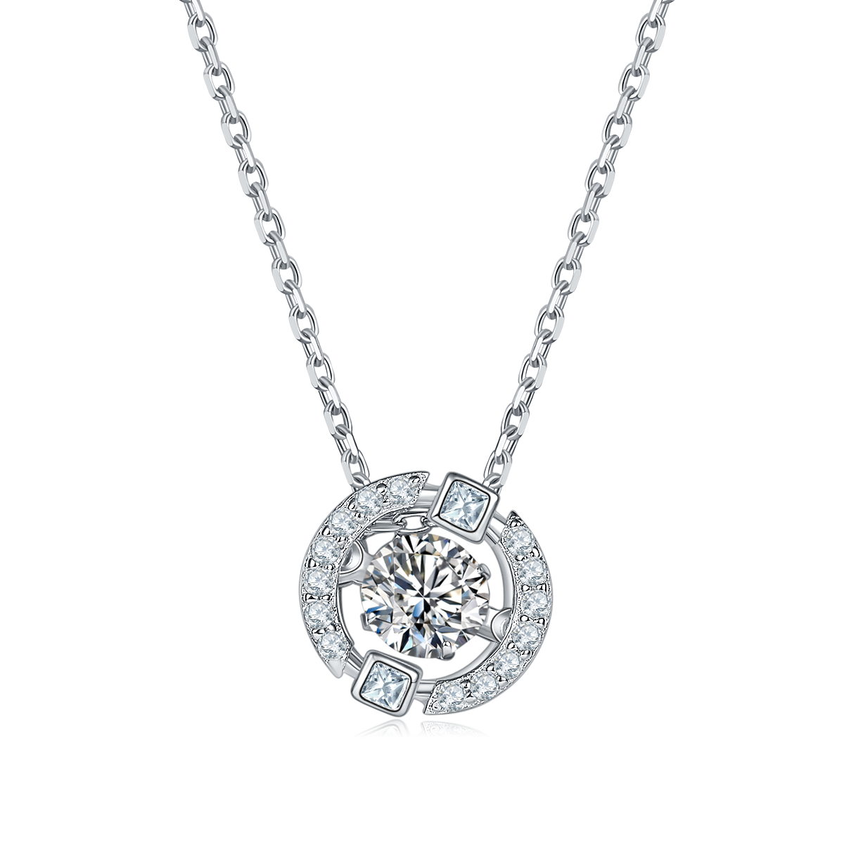 Vivid Dreams S925 Silver Plated Platinum Moissanite Necklace 50 Points D-Class